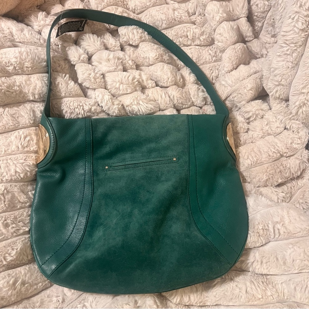 B. Makowsky Green Leather Hobo Bag with Gold Details - Picture 10 of 11